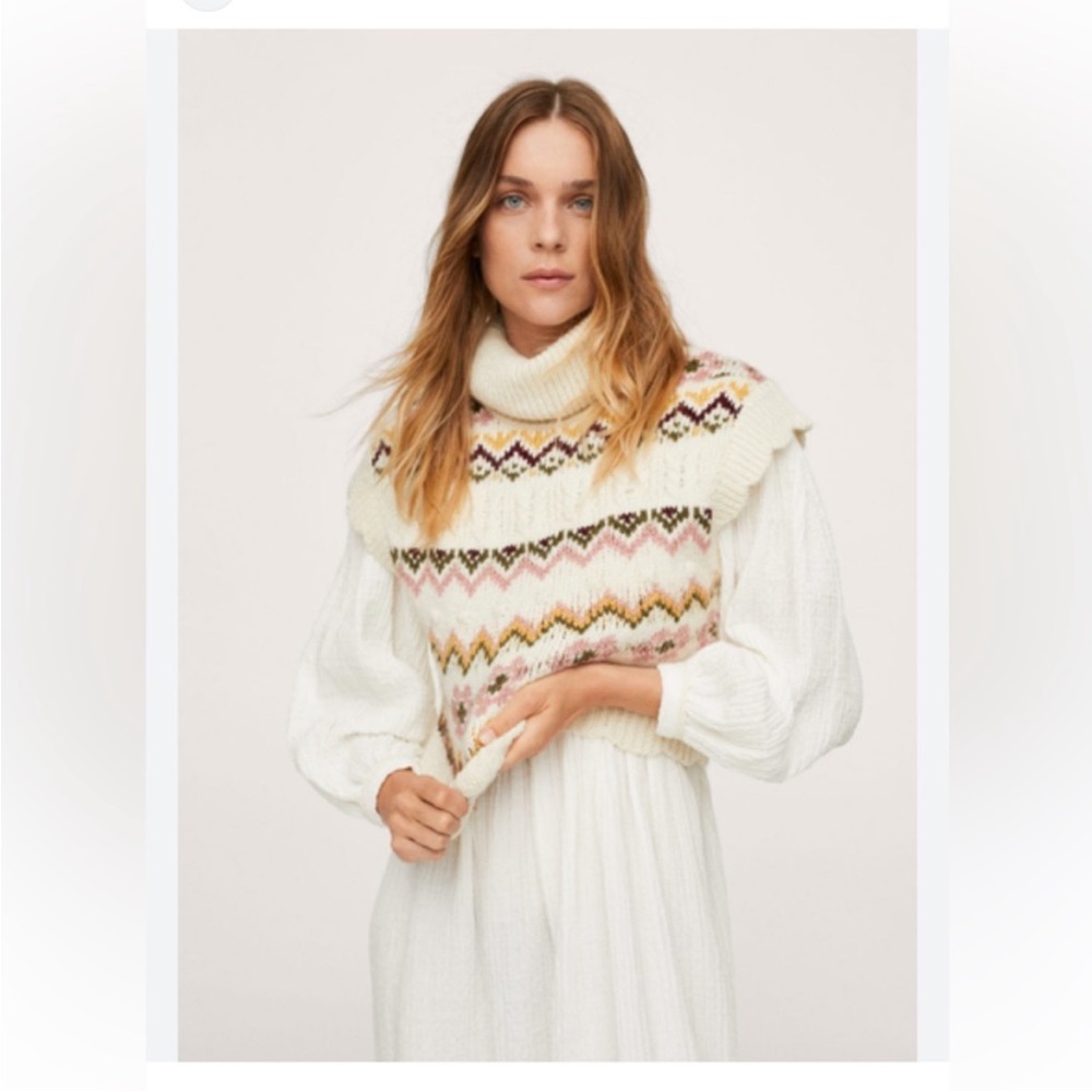 Mango Multicolor Patterned Cowl Neck Sweater - image 1